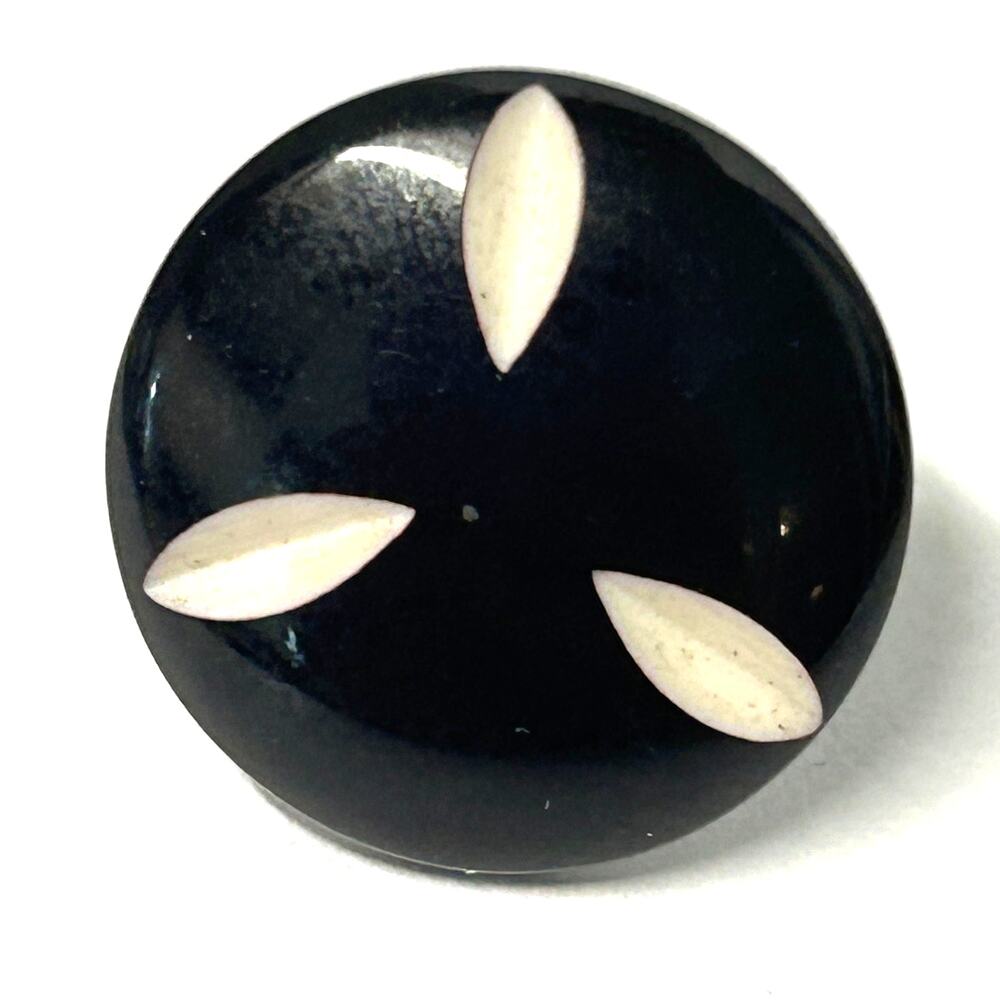 Vintage Small Lucite or Carved Laquered Wood Button Earrings Pierced Posts - Picture 4 of 5